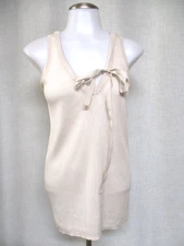 PRADA Cream Knit Tank Top blouse shirt Drawstring Tie Neckline sz eu  44 READ
