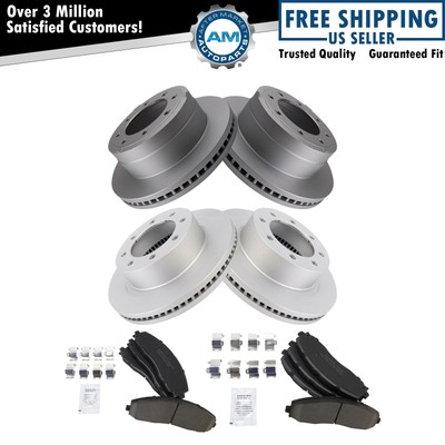 Front & Rear Premium Ceramic Brake Pad & Coated Rotor Kit for Ford Truck