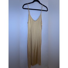 Aerie Silky Slip Dress in Tan/Light Gold Sz M