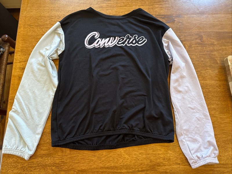 Converse Girls Long Sleeve, Black With One Blue And One Purple Sleeve, Size XL