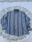 Camisa de mezclilla vintage Lands End gris y azul a rayas con botones talla: XL hecha en EE. UU.