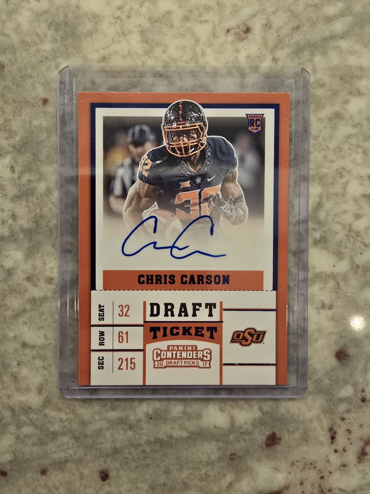 Chris Carson Panini Contenders Draft Picks #220 Autograph-Blue Foil