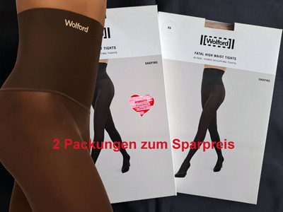 Zwei PACK    Wolford Fatal High Waist Tights    XS   Umber .. 2- Packs Sparpreis