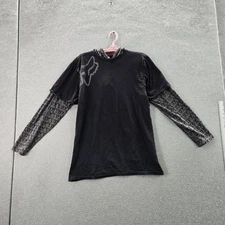 Fox Racing Men Shirt LARGE Black Animal Print Fox Head Activewear Grunge Y2K