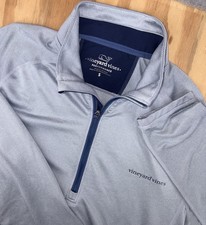 Vineyard Vines Performance 1/2 Zip Pullover Mens Small Gray Whale Stretch Logo