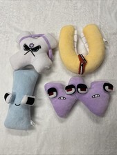 Lot Of 4 Alphabet Lore Plushes. E, L, U, I, Smoke Free, Great Condition