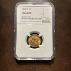 1949-S Lincoln Cent Wheat Penny RD BU Gem NGC MS66 RED