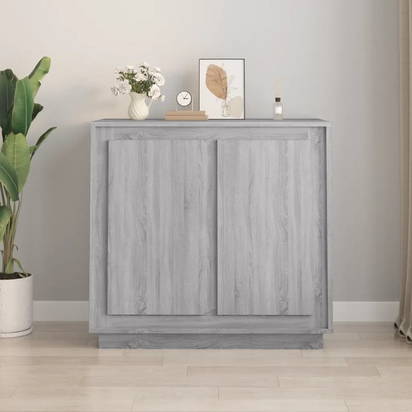 Sideboard Kommode Grau Sonoma-Eiche 80X34X75 Cm Holzwerkstoff-image