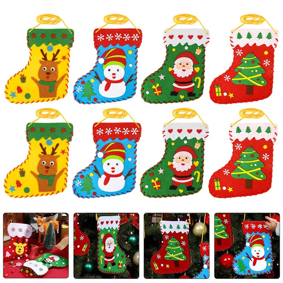  20pcs DIY Weihnachtsstrümpfe Kit Weihnachten Filz DIY Strümpfe Kinder Bildung - Bild 3 von 4