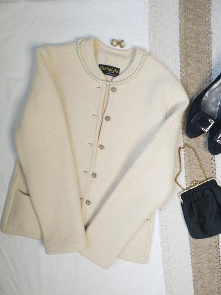Women GEIGER Blazer Beige Wool 38 / M / 46