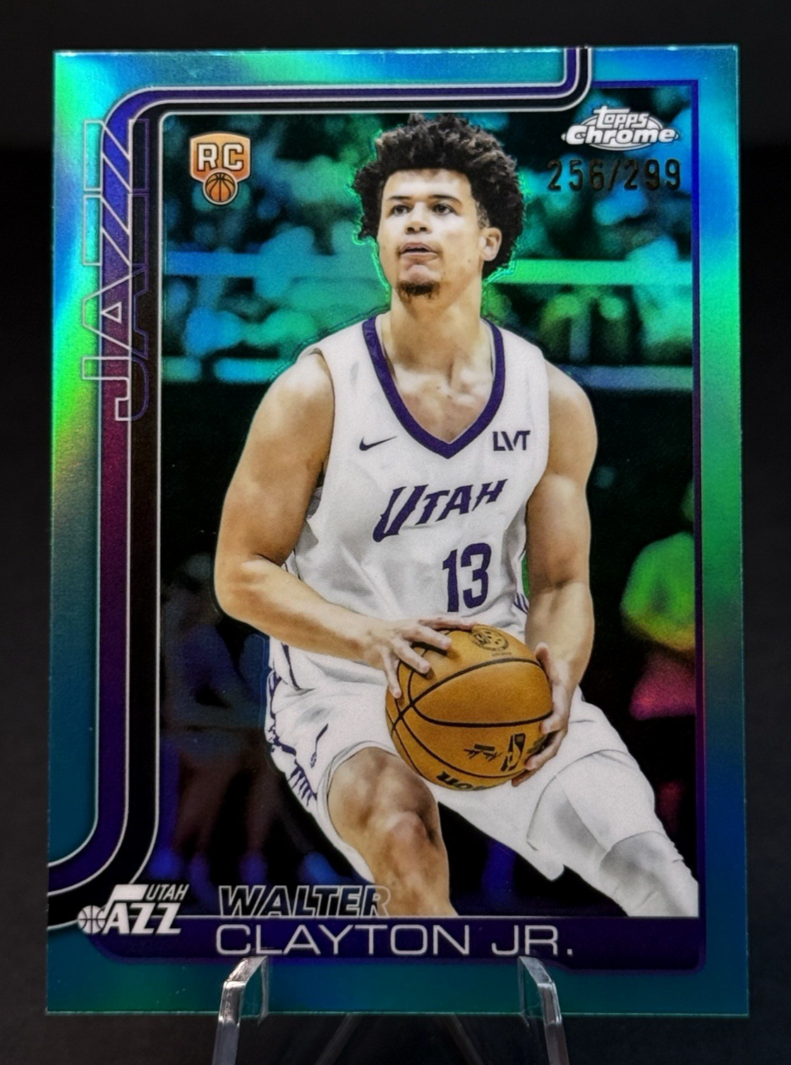 2025-26 Topps Chrome Refractor Teal Walter Clayton Jr RC 256/299 Utah Jazz #268