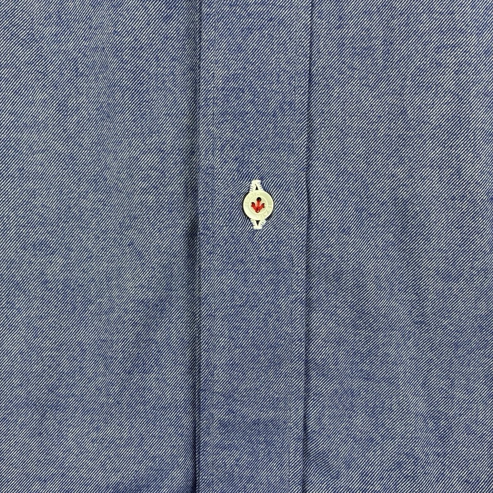 Camisa Isaia Napoli Para Hombres Azul Denim Sarga Algodón Talla Grande Hecha en Italia Recortada Foto 3 de 4