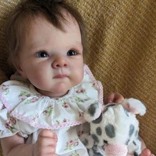 Cute 18" Reborn Baby Dolls Cloth Body Baby Hand-Rooted Hair Awake Chubby Newborn