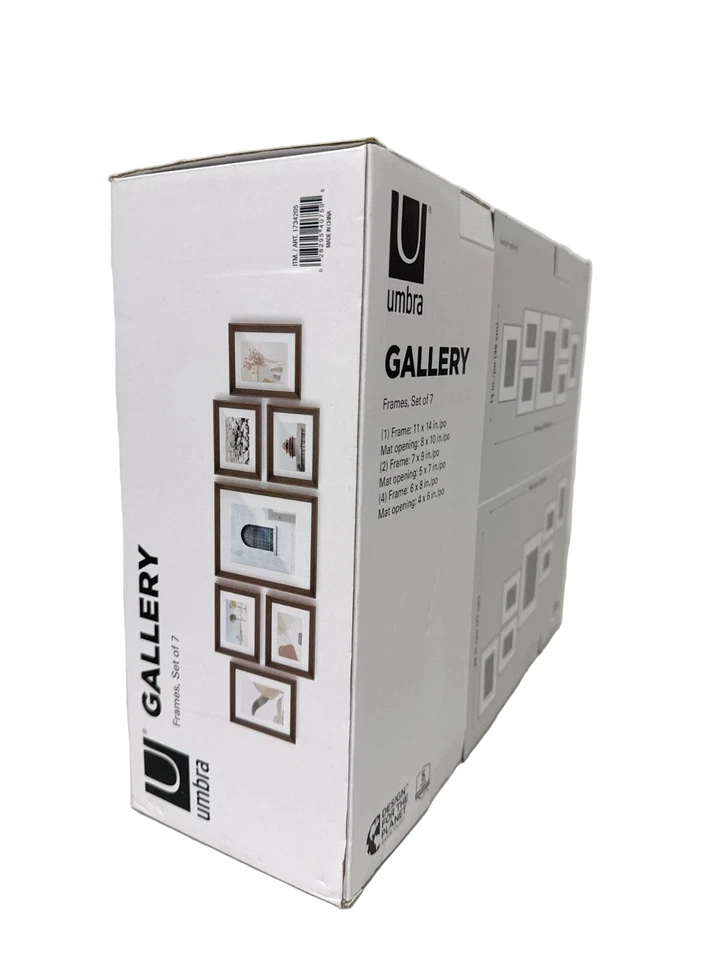 Juego de marcos de fotos Umbra Gallery colección de exhibición de pared de nogal envejecido de 7 piezas NUEVO Foto 3 de 4