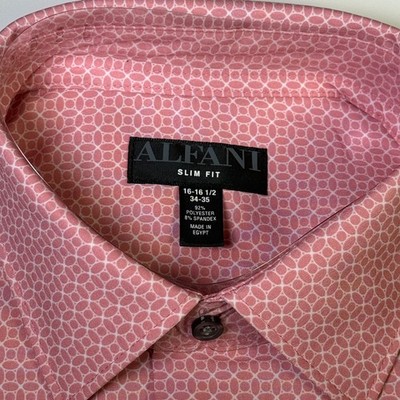 Alfani Mens Slim Fit Dress Shirt Large 16-16.5 34-35 Pink