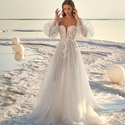 Damen Strand-HochzeitskleidmitPuffärm 30% Rabatt auf 377 euro.  Size 18W, 20W