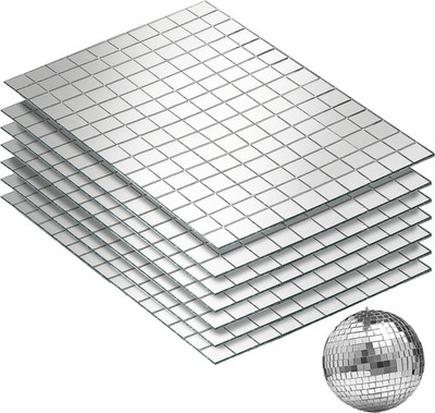 1050 PCS Self-Adhesive Disco Ball Tiles 10x10mm Mirror Mosaic for DIY Crafts