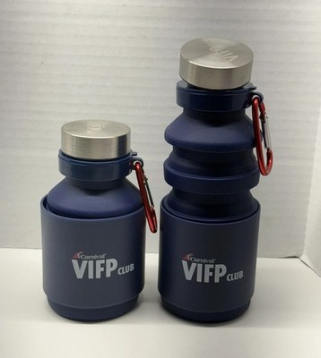 Carnival Cruise Lines VIFP Expandable Silicone Water Bottle Lot of 2 New