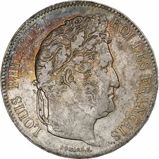 [#1307662] France, Louis-Philippe, 5 Francs, 1833, Lille, Silver, AU, Gadoury:67