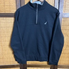 Nautica Men’s Fleece Long Sleeve 1/4 Zip Pullover Sweater Pocketed Beige LARGE