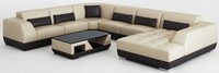 Beiges Ecksofa U Form Wohnzimmer Wohnlandschaft Couchtisch Modern