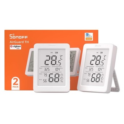 2 Pack SONOFF 3.6'' LCD Zigbee Temperature Humidity Sensor Smart Home SNZB-02DR2