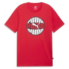 PUMA Circular Graphic Crew Neck Short Sleeve T-Shirt Mens Red Casual Tops 682216