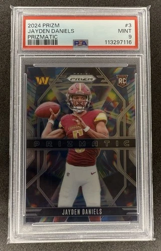 New Listing🔥 2024 Panini Prizm Jayden Daniels Prizmatic #3 RC Commanders PSA 9 🔥