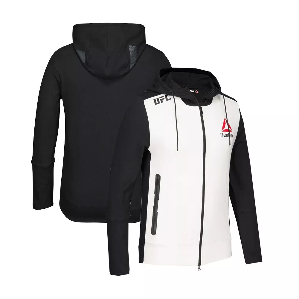 Reebok Official UFC Fight Kit White Black Red Walkout Hoodie Men s