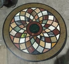 2' Black Marble Table Top coffee Pietra Dura Home And Garden Decor Inlay art