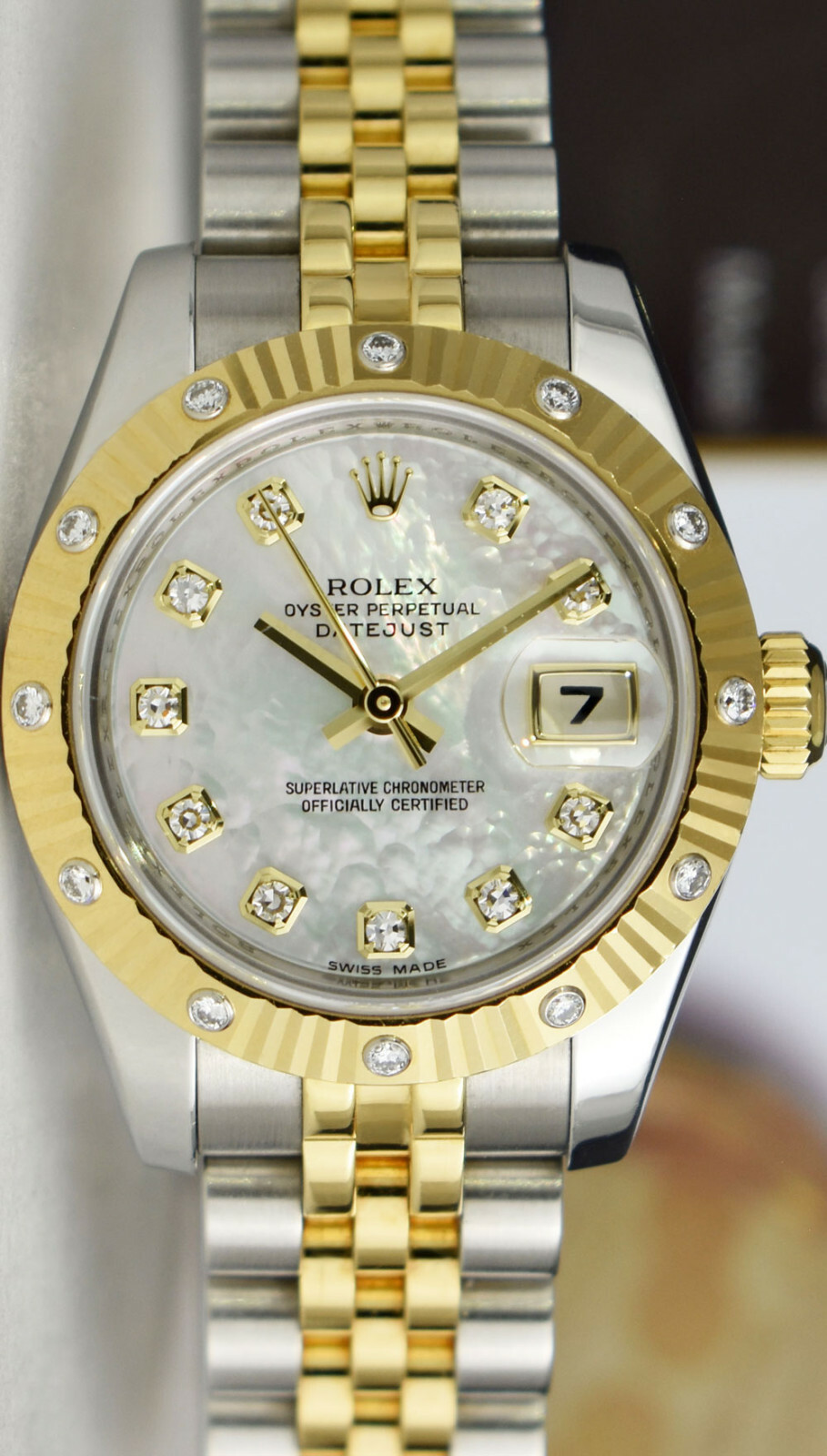 ROLEX - LADIES 18kt Gold & SS Datejust 26 MOP Diamond Bezel 179313 - SANT BLANC image 7