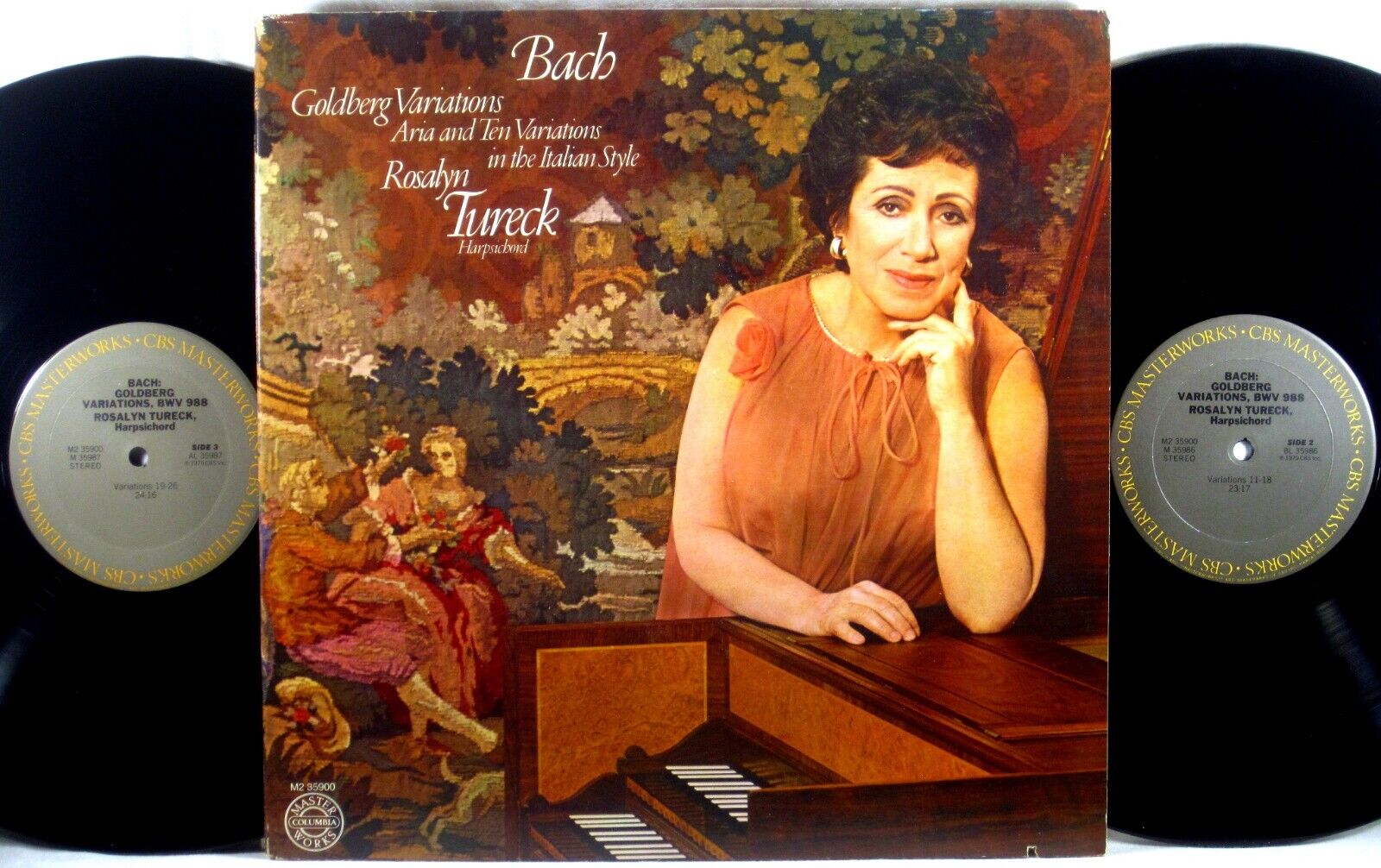 2 LPs CBS MASTERWORKS 1979 Bach ROSALYN TURECK Goldberg Varations M-35900 EX+