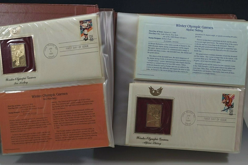 41 GOLDEN REPLICAS STAMPS ISSUES JAN 6 1984/JAN 23 1985 SET 1 DAY COVER 22K GOLD - Image 2 of 4