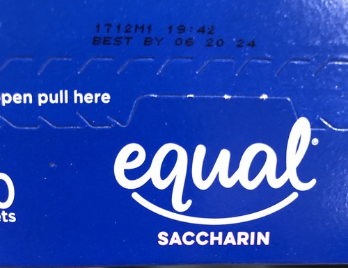 equal saccharin zero Calorie sweetener 100 pack 1 box 6/20/24 - Picture 5 of 5