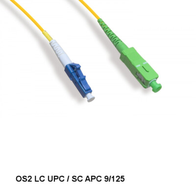 Kentek 16Ft LC UPC/ SC APC OS2 9 /125 Simplex Single-Mode Fiber Optic Cable