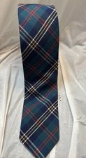 Vtg Pendleton Neck Tie 100% Virgin Wool Tartan Plaid Made in the USA Green Blue