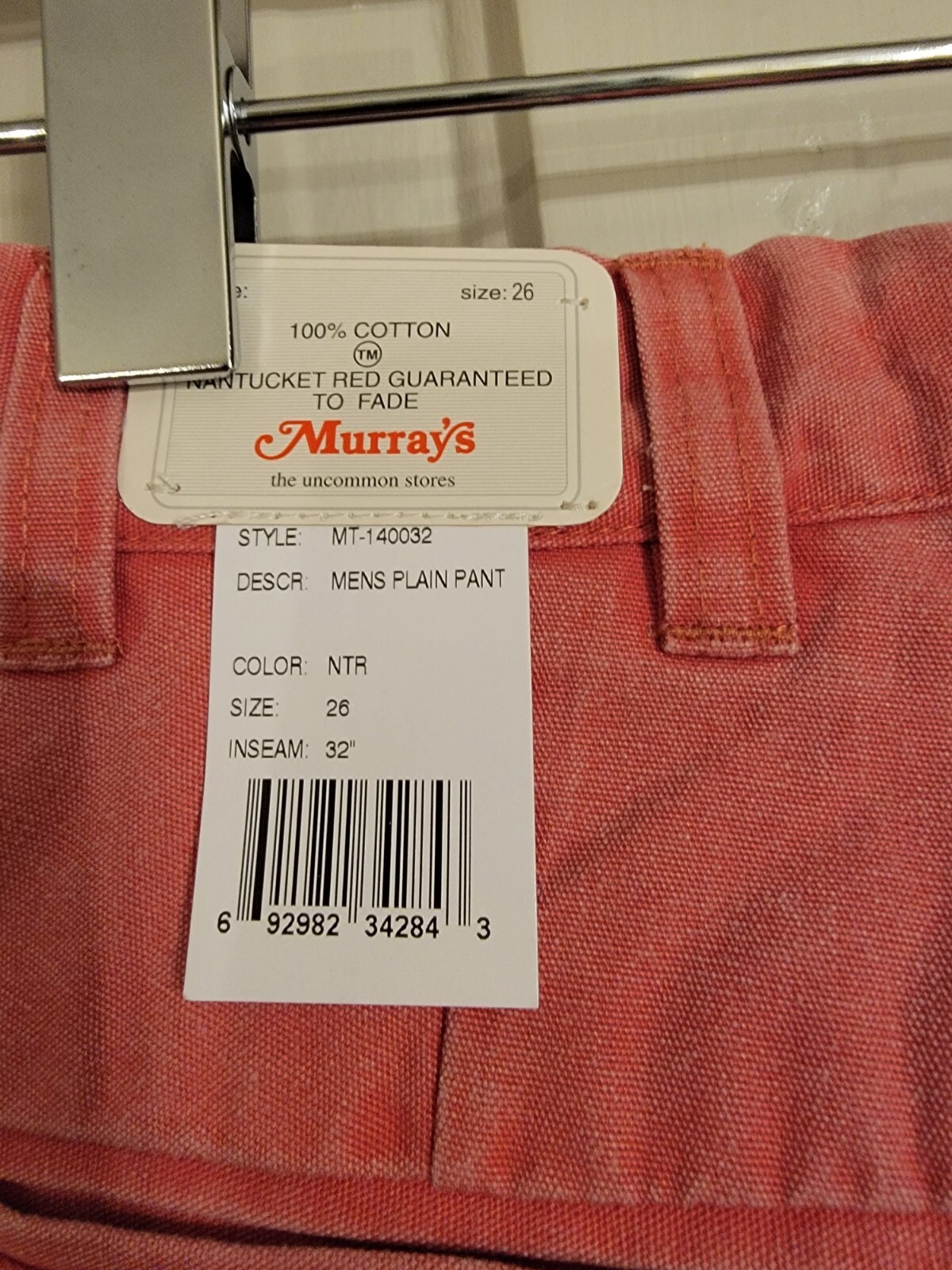 MURRAY'S NANTUCKET REDS COLLECTION MENS 26x32 PLAIN FLAT FRONT PANTS ...