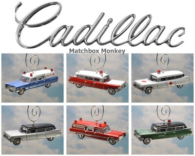 Vintage Cadillac Ambulance Hearse Coroner Custom Christmas Tree Ornament Adorno