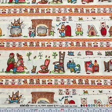 Michael Miller Fairy Tale Stripe Cream Cotton Fabric by the HALF YARD