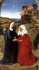 Oil painting dirck bouts - the visitation two women figures hand painted canvas