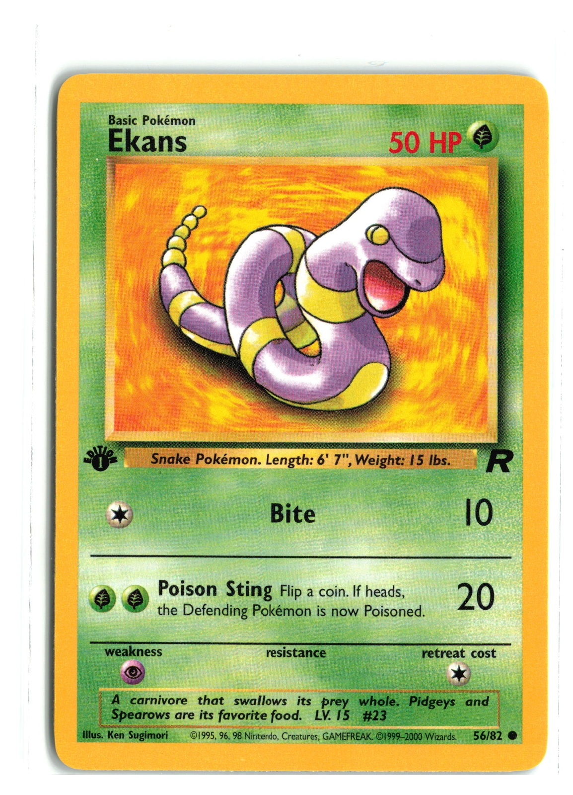 EKANS 56/82 TEAM ROCKET 1ST EDITION POKEMON TCG LP