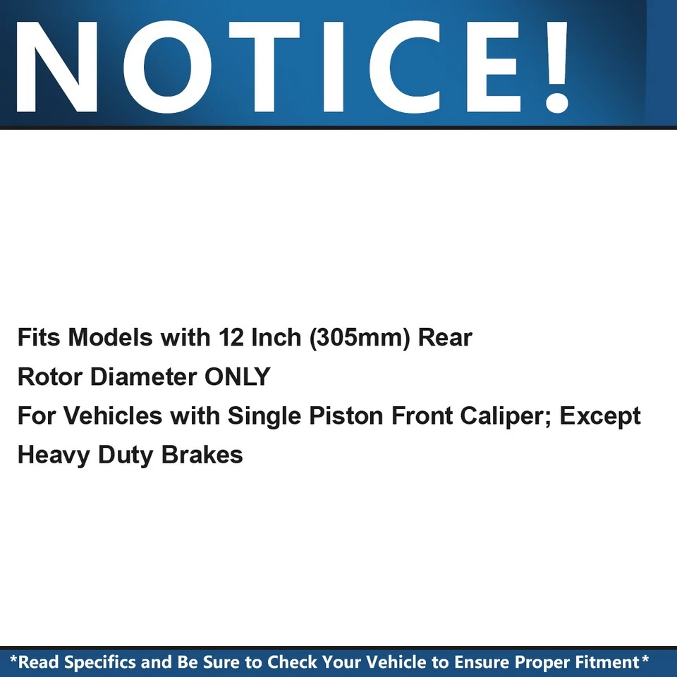 12" (305mm) REAR Brake Rotors Brakes Pads for Town & Country Journey VW Routan - Image 2 of 4