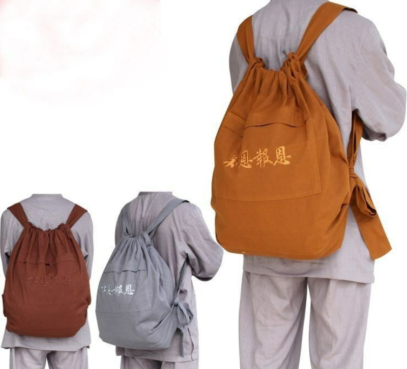Canvas Zen Buddhist Monk Bag Shaolin Backpack Buddha Arhat Package