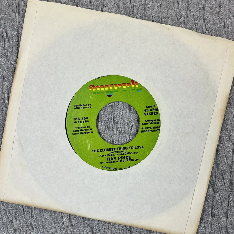 Vintage 45 RPM record Ray Price Myrrh Records Country Western rhythm Blues Rock - Image 2 of 4
