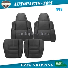 For 08-10 Ford F250 Super Duty XL Front Top & Bottom Leather Seat Covers Black