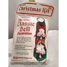 Vintage NOS Fibre Craft Christmas bell Hanging ring macrame style decor kit