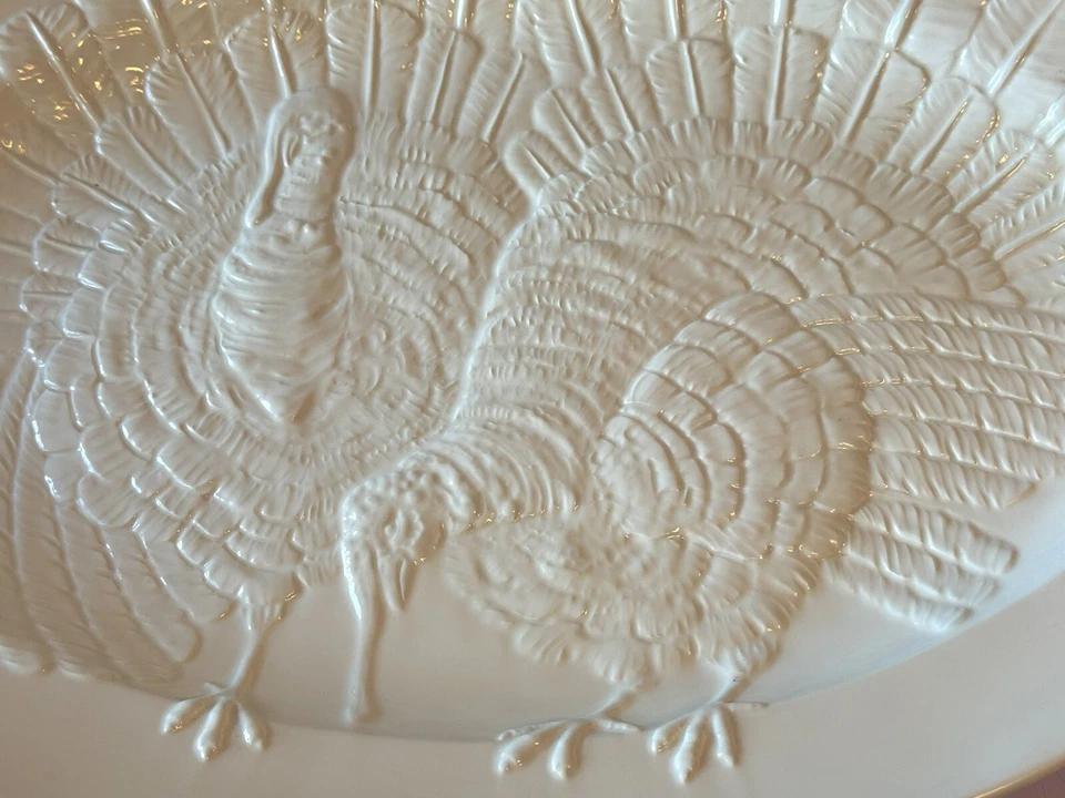 White Ceramic Turkey Serving Platter Tray, Made in Italy for Williams Sonoma 22” - Image 2 of 4