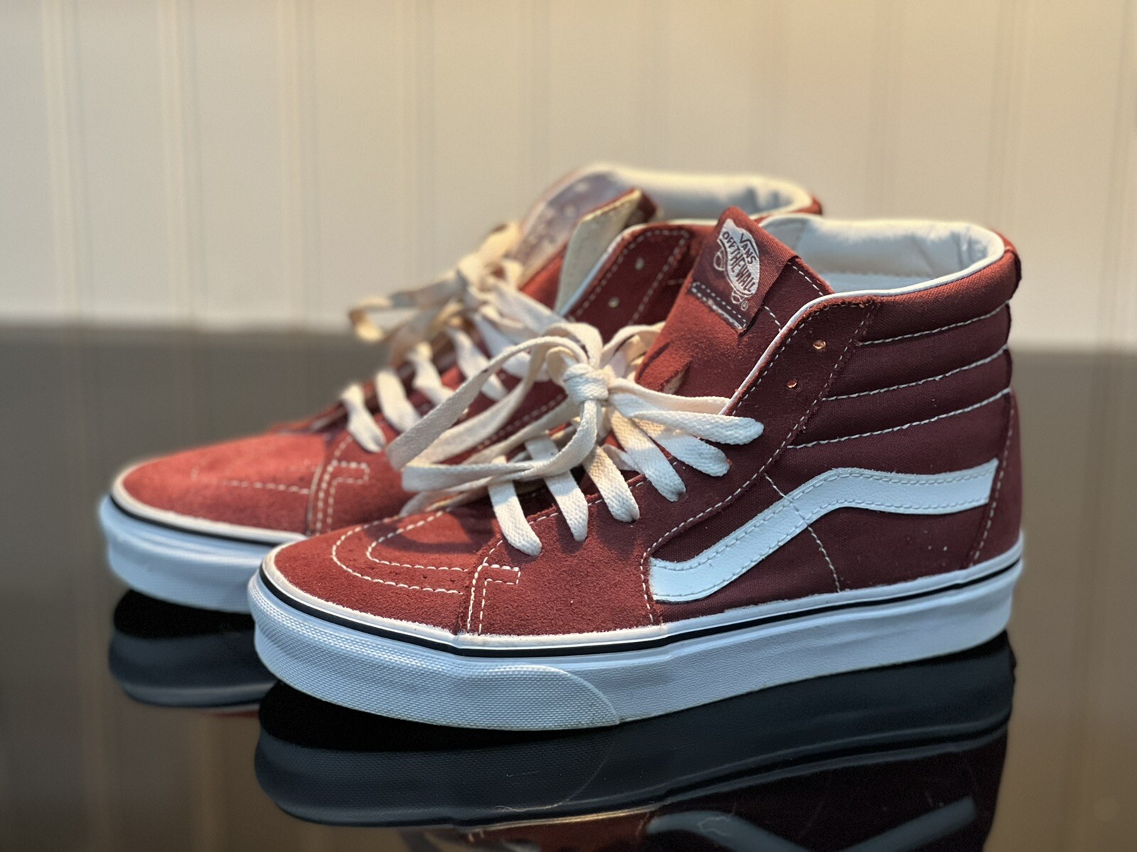 red stacked vans