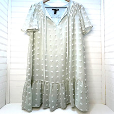 Forever 21 Light Mint Green Size Large Swiss Dot Dress Fully Lined Ruffled Hem