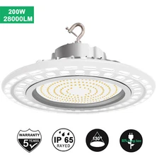 LED UFO High Bay Lights 200W Replace 1000W MH Warehouse Factory Lighting 5000K 